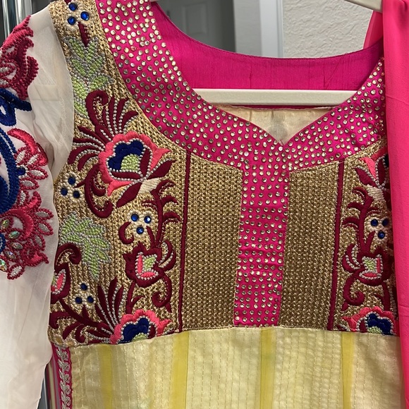 Green and pink ankle length anarkali suit…Indian clothing - Picture 4 of 6